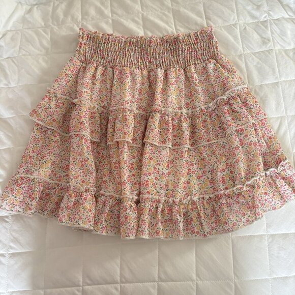 Altar'd State Peach Pink Floral Flowy Jonnie Skirt Juniors Size Medium - Picture 5 of 6